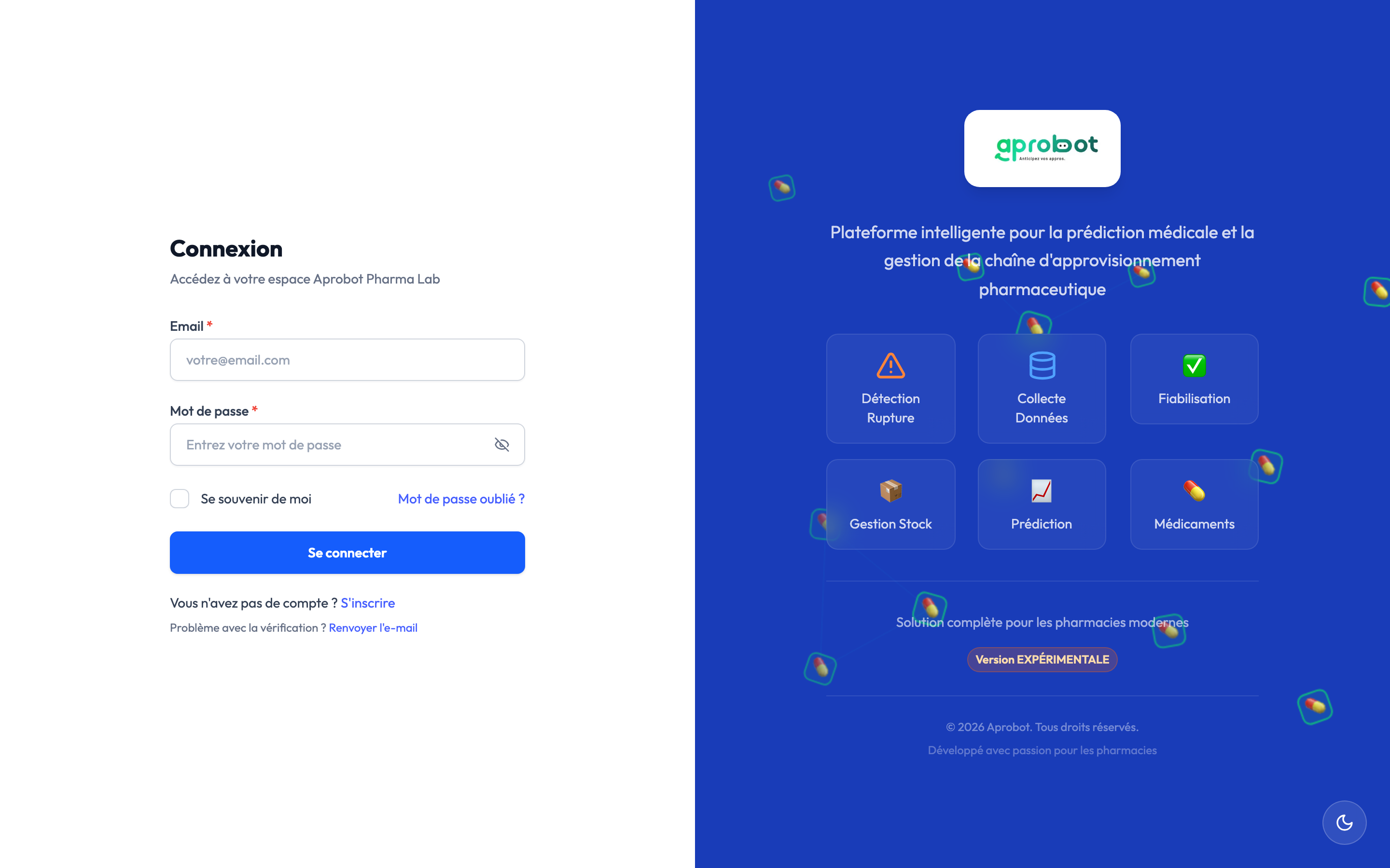 Page de connexion Aprobot