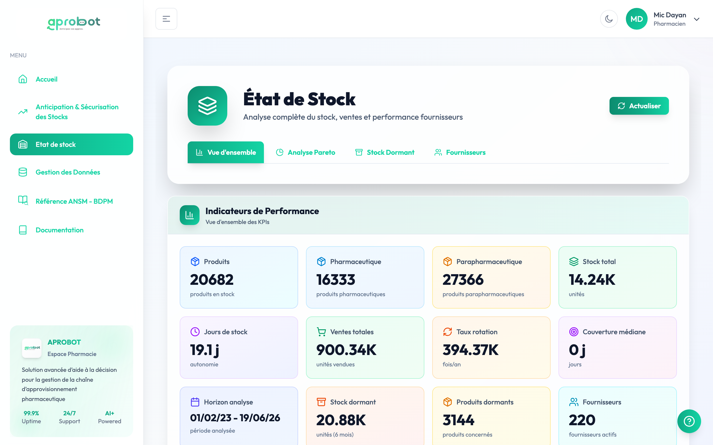 État de stock Aprobot